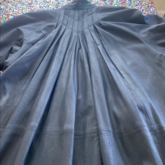 Remy Vintage Black Lambskin Leather Swing Maxi Coat Size S - L - Picture 5 of 16